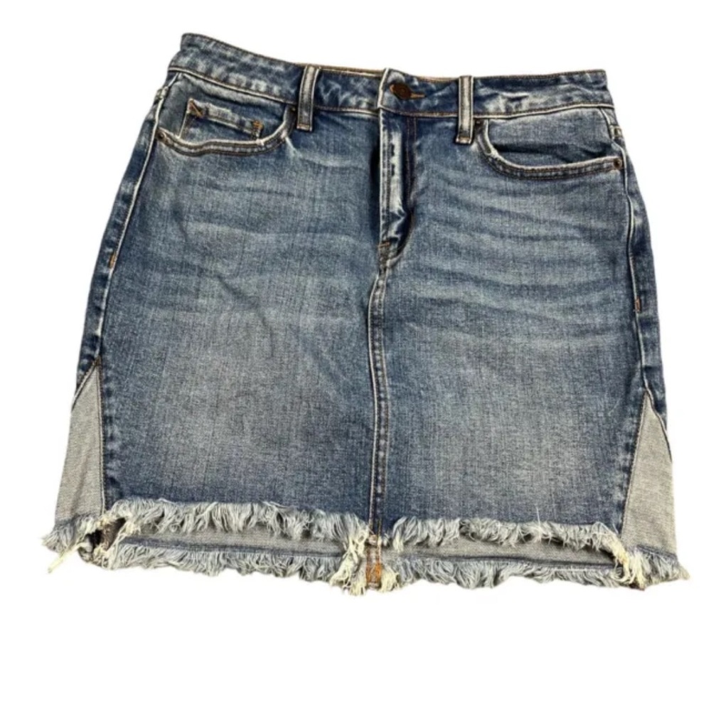 Hidden Womens Blue Denim Frayed Hem Mini Skirt Size Medium